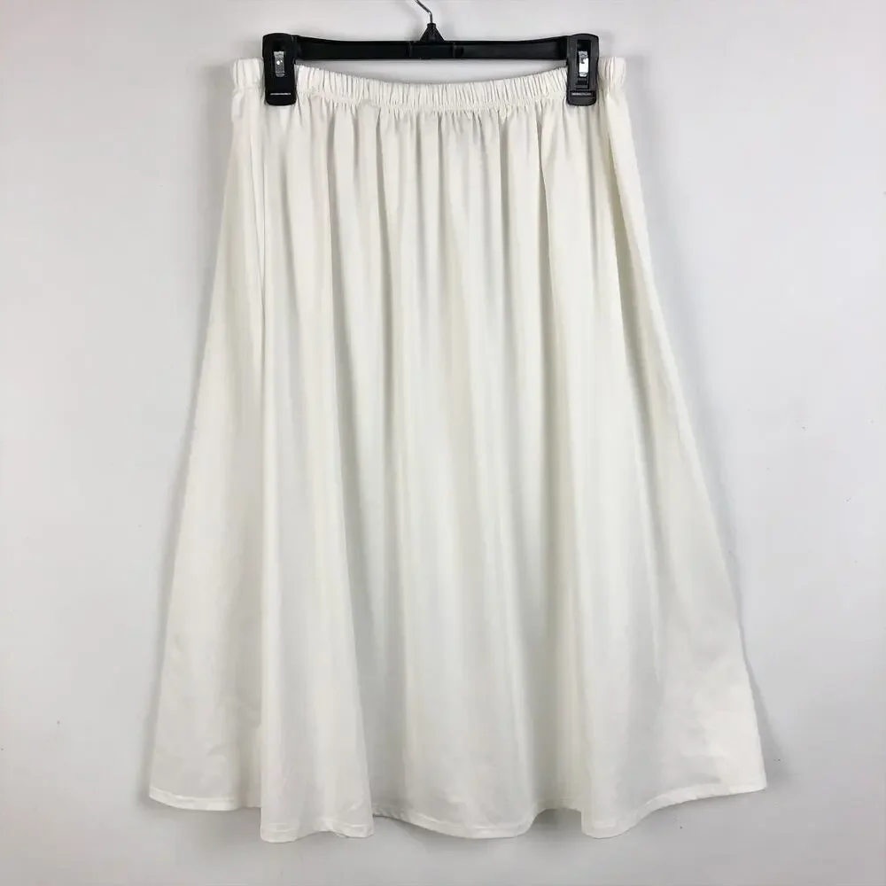 BLACK HALO Women White Kyree Side Slit Midi Skirt Size 12 Elastic Waist Stretch